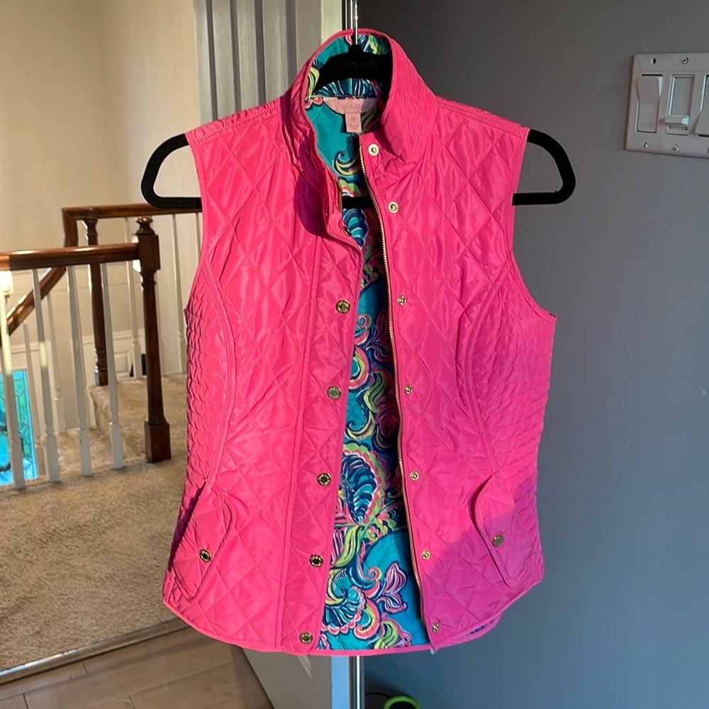 Lilly Pulitzer quilted pink vest XS